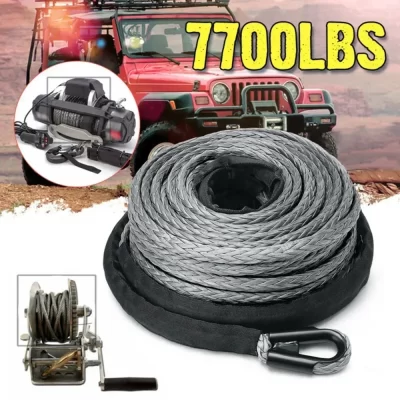 Corda de guincho carhome atv utv, cabo de linha de guincho sintético de alta resistência com bainha cinza para suvs, atvs de alta qualidade