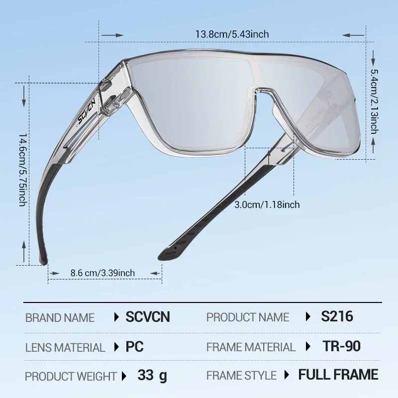 Scvcn novos óculos de sol caber sobre prescrição óculos fotocromáticos ciclismo óculos das mulheres dos homens sprots à prova vento uv400 - Image 6