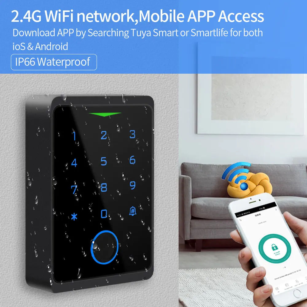 Tuya app wi fi conjunto kit sistema de controle acesso ao ar livre à prova dwaterproof água rfid em impressão digital teclado + 180kg elétrica greve magnética fechaduras - Image 3