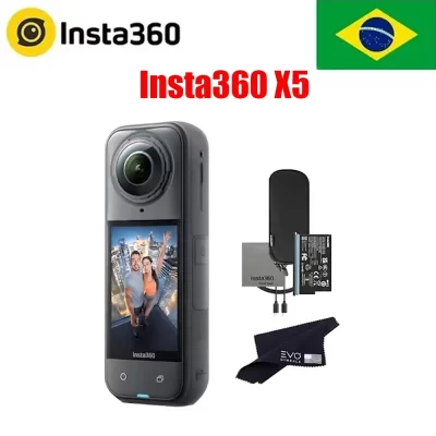 Câmera de ação Insta360 X5 5,7K 360 ° Câmera esportiva à prova d'água de vídeo 48MP para esqui/bicicleta Vlog