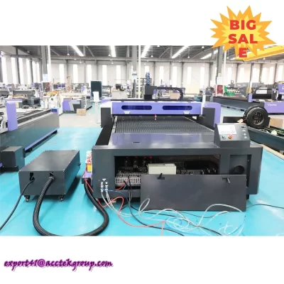 Máquina de corte a laser de fibra e CO2 Jinan AccTek de pórtico duplo 1500W 2000W 3015 para chapa metálica e não metálica com CE