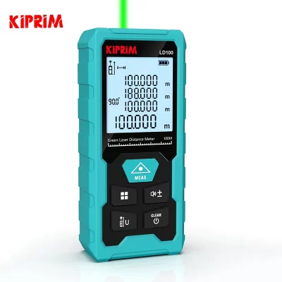 Kiprim medidor de distância a laser verde recarregável, telêmetro laser 100m, fita métrica digital, ferramenta de medição, múltiplas funções