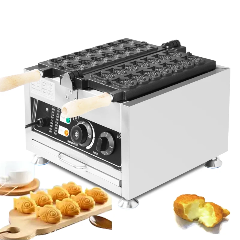 Electric Non-Stick Big Eyes Small Fish Waffle Maker, Mini Fish Shaped Waffles Iron, Cake Taiyaki Maker Machine, 110V, 220V, 14Pcs