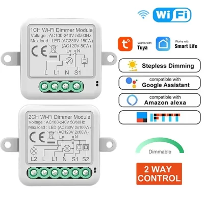 Tuya ZigBee WiFi Módulo Interruptor Inteligente, Dimmer, Sem Fio Neutro Necessário, Casa Inteligente, DIY Light Breaker, Funciona com Alexa, Google Home