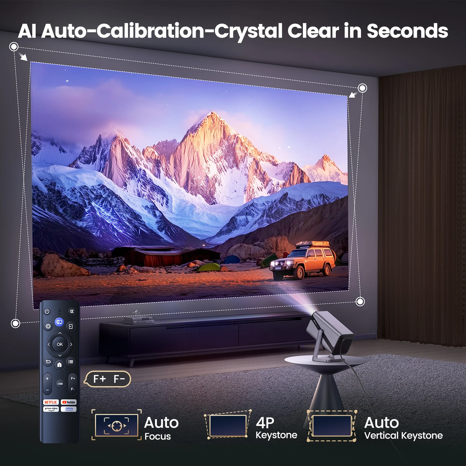 Projetor IWIMIUS 4k Oficial Netflix 800ANSI Foco Automático/Keystone FHD 1080p WIFI 6 Bluetooth5.2 Dolby 360 ° Gire home theater - Image 3