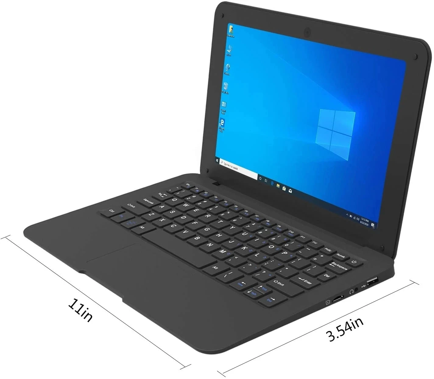 10.1 Inch Computer Laptop Windows 10 OS Preinstalled Quad Core 3GB+64GB Netbook HDMI Webcam Office (Black) - Image 5