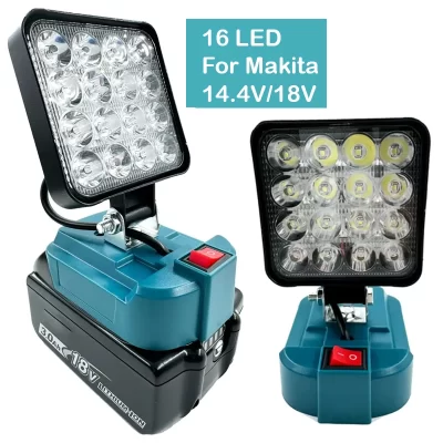 Para makita 14.4v-18v bateria li-ion lanterna ao ar livre 3 polegada sem fio led luz de trabalho lâmpada de acampamento iluminação de emergência