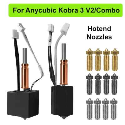 For Anycubic Kobra 3 V2 hotend 0.4mm Hardened Steel Brass Nozzle, Kobra 3 V2 Combo Accessories