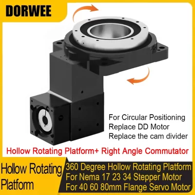 Hollow Rotating Platform Right Angle Gearbox For Nema 17 Stepper 23 34 60 80 Servo Motor Replace DD Motor Cam Indexing Disc