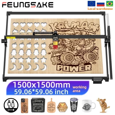 Feungsake grande máquina de gravação a laser para área de trabalho em madeira 1500x1500mm fresadora cnc 40w gravador a laser cortador couro