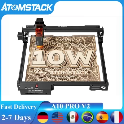 Atomstack a10 pro v2 máquina de gravação a laser madeira 12w cnc diy impressora a laser de alta velocidade cortador gravador 410*380mm área gravador