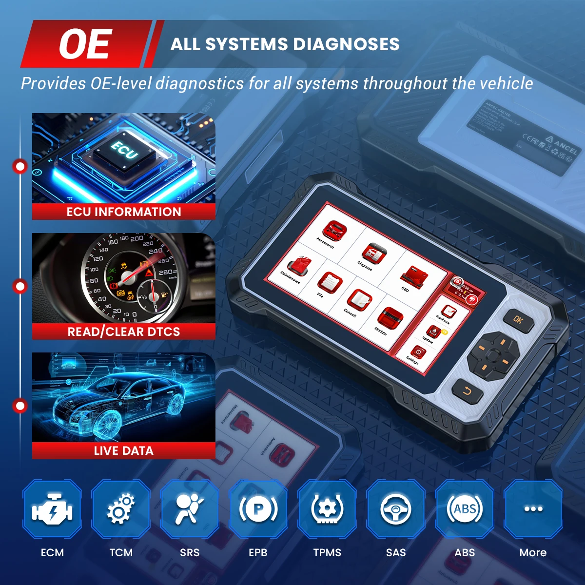 Ancel fx6100 scanner automotivo ferramentas de diagnóstico de carro com mais de 15 scanner de controle bidirecional de reinicialização pode fd atualizações gratuitas à vida - Image 3
