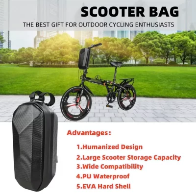 Bolsa de armazenamento para scooter elétrica, bolsa para guidão de bicicleta elétrica, bolsa de armazenamento com grande capacidade, à prova d'água, bolsa para guidão frontal