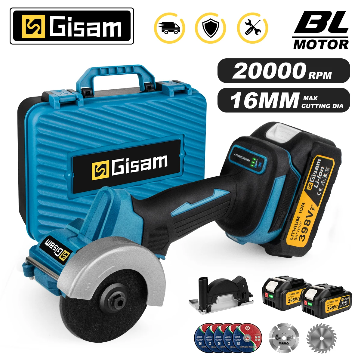 Gismo 76mm sem escova ângulo moedor de moagem máquina corte sem fio elétrica moedor ferramentas elétricas para makita 18v bateria