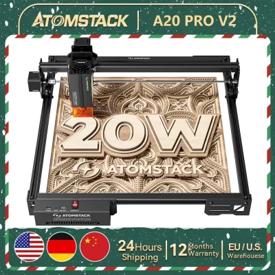 Atomstack 20w gravador a laser a20 pro v2 cortador a laser máquina de gravura de alta precisão para presentes personalizados cartões de visita madeira