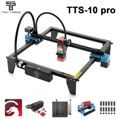 Gravador a laser dois árvores tts 10 pro com controle offline wi-fi 10w máquina de gravação a laser para escultura em couro de metal de vidro