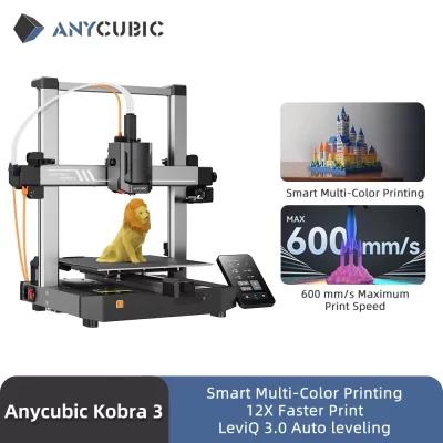 ANYCUBIC Kobra 3 AE Version 600mm/s Max Print Speed FDM 3d Printer 25-Point Automatic Leveling With 9.8x8.7x8.7inch Print Size