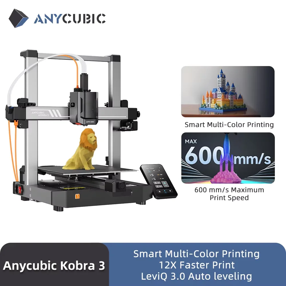 ANYCUBIC Kobra 3 AE Version 600mm/s Max Print Speed FDM 3d Printer 25-Point Automatic Leveling With 9.8x8.7x8.7inch Print Size