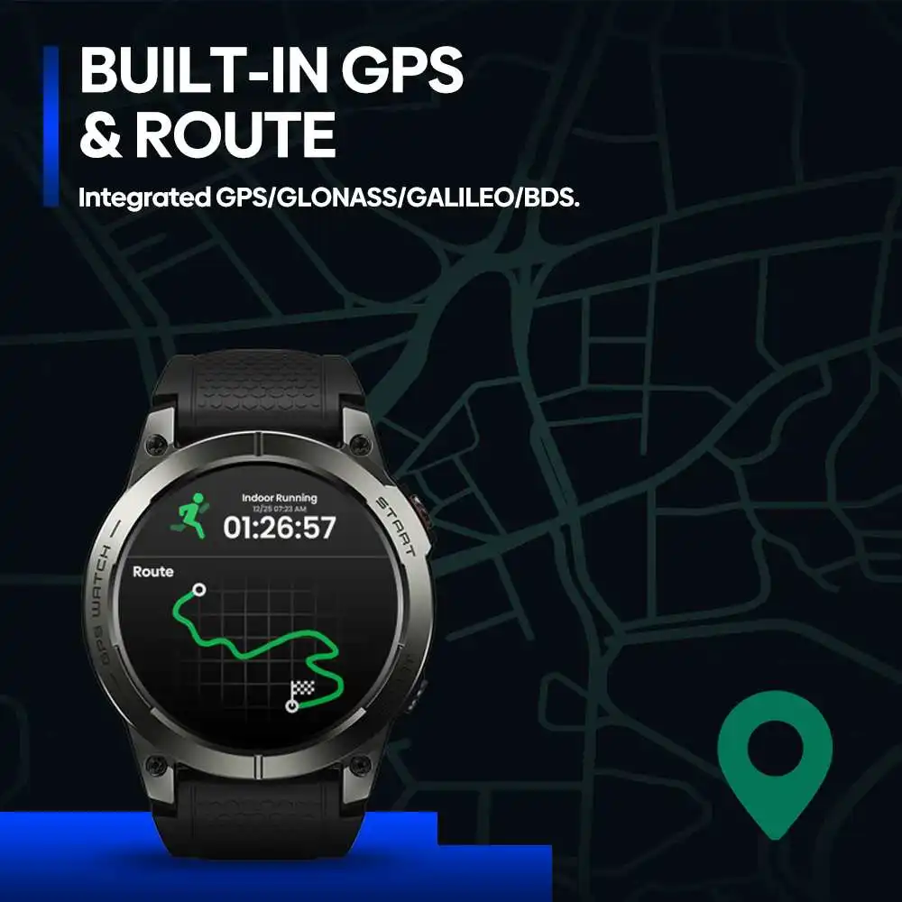 Novo zeblaze stratos 3 pro gps relógio inteligente 1.43 "hd amoled display embutido gps bluetooth chamadas telefônicas esportes smartwatch para homem - Image 2