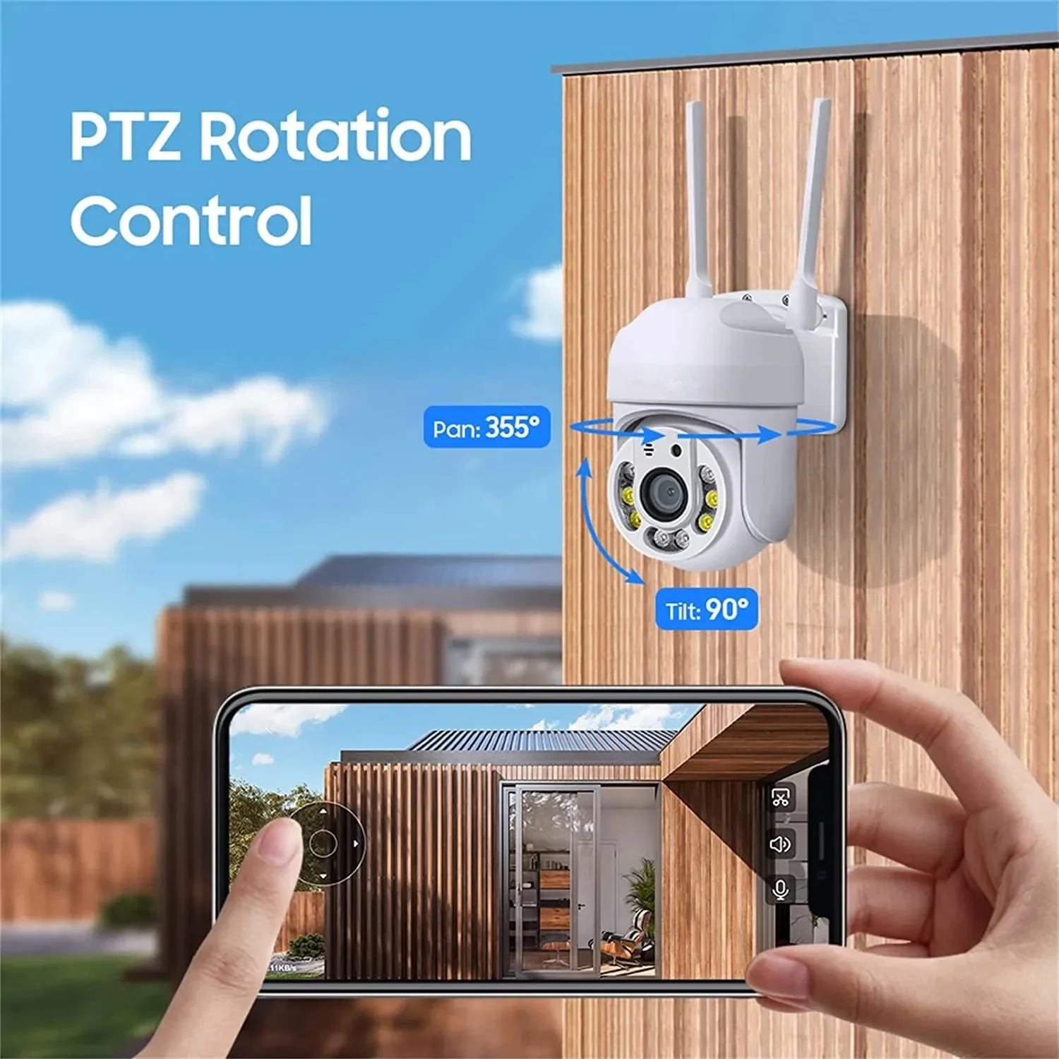 Câmera de vigilância wi-fi de 8mp, à prova d'água, sem fio, ptz, detecção humana, áudio bidirecional, zoom 8x, cctv, monitor de segurança - Image 6