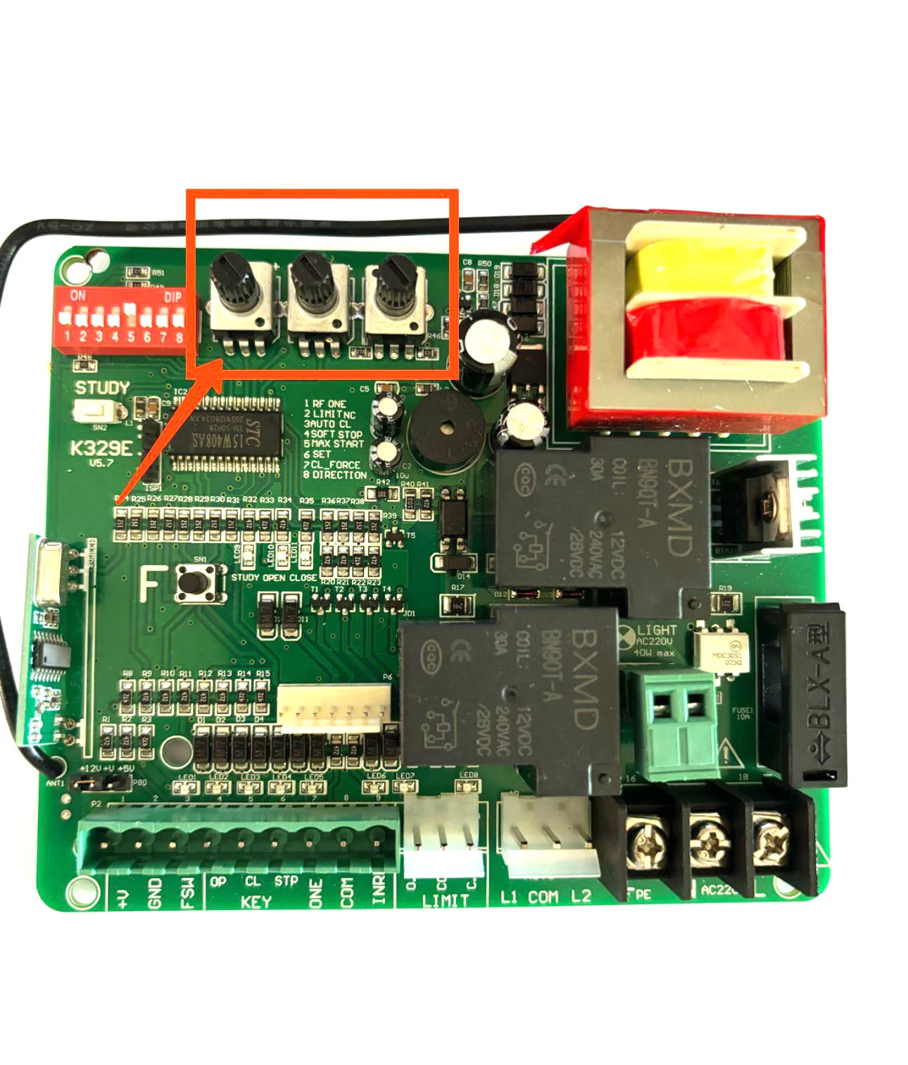 K329e partida suave apenas interruptor de limite magnético sem abridor de portão deslizante placa de controle do motor controlador de cartão eletrônico pcb - Image 4