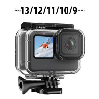 Capa à prova d'água para gopro hero 13 12 11 10 9 preto 60m, proteção para mergulho, proteção anti-queda, evita arranhões