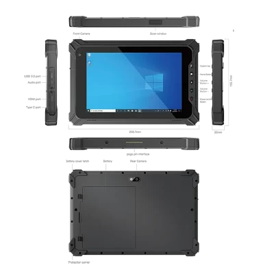 8 Inch Windows Rugged Tablet-8GB+128GB Intel N5100 700nit Display 4G LTE for Business & Construction Industrial-Grade Durability