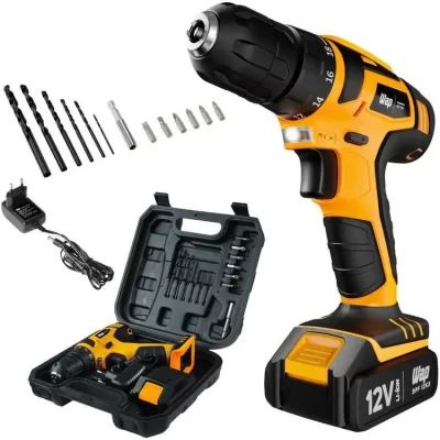 Furadeira e Parafusadeira Wap a Bateria 12V com Maleta 13 Peças BPF 12K3