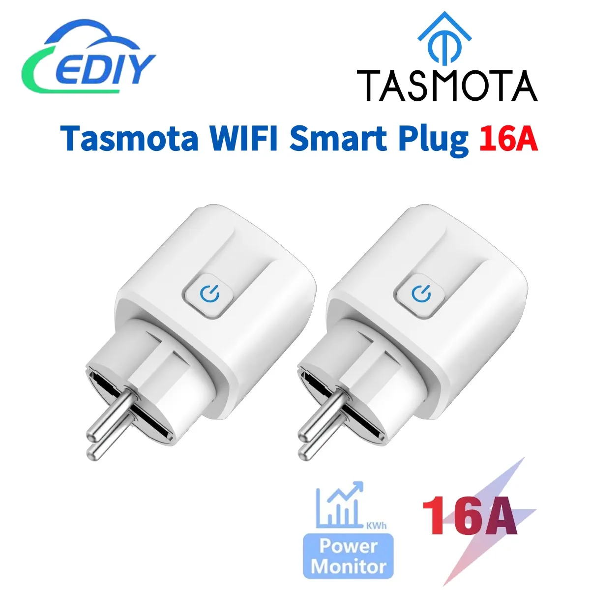 TASMOTA-WiFi Plug, Home Assistant, Monitoramento do Consumo Elétrico, Funciona com Matéria, 16A