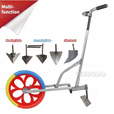 Manual Pull Micro Tiller Arado, Abertura do sulco e Equitação Integrada Máquina, Solo Arado e Afrouxamento para Uso Agrícola