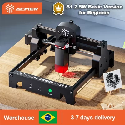 ACMER s1 mini gravador a laser portátil máquina de corte atualizável esculpir madeira vidro acrílico para iniciante suporte lightburn