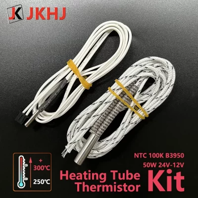 Acessórios para impressora aquecedor E3D Tubo de aquecimento 12V 24V 50W Kit termistor de cartucho de aquecimento 320 ℃ Peças Hotend da tubulação de aquecimento 100K
