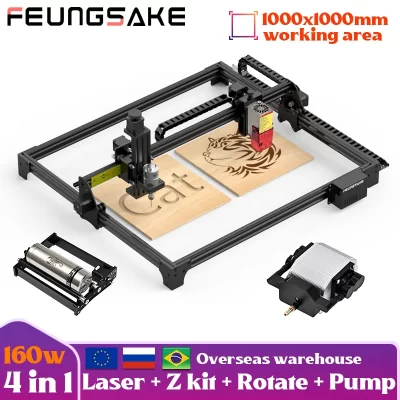 Gravador a laser 160w com rolo rotativo, impressora de madeira, máquina de gravação e corte a laser para madeira, roteador cnc