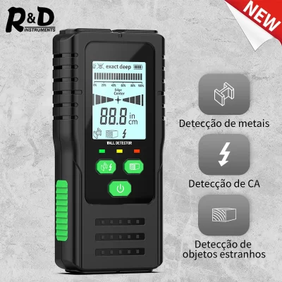 R&D Novo Stud Finder Parede Scanner Cabo Fios Depth Tracker Detector de Metais de Parede Backlit Preto AC Localizador de Madeira