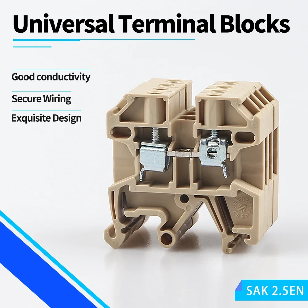100pcs Din Rail Terminal Blocks SAK-2.5EN Connectors Screw Connection Conductors SAK2.5EN Wire Conductor 10pcs - Image 6