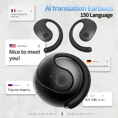 2025 em tempo real ai tradutor fones de ouvido bluetooth tws idioma inteligente dispositivo tradução voz sem fio fone ouvido gancho