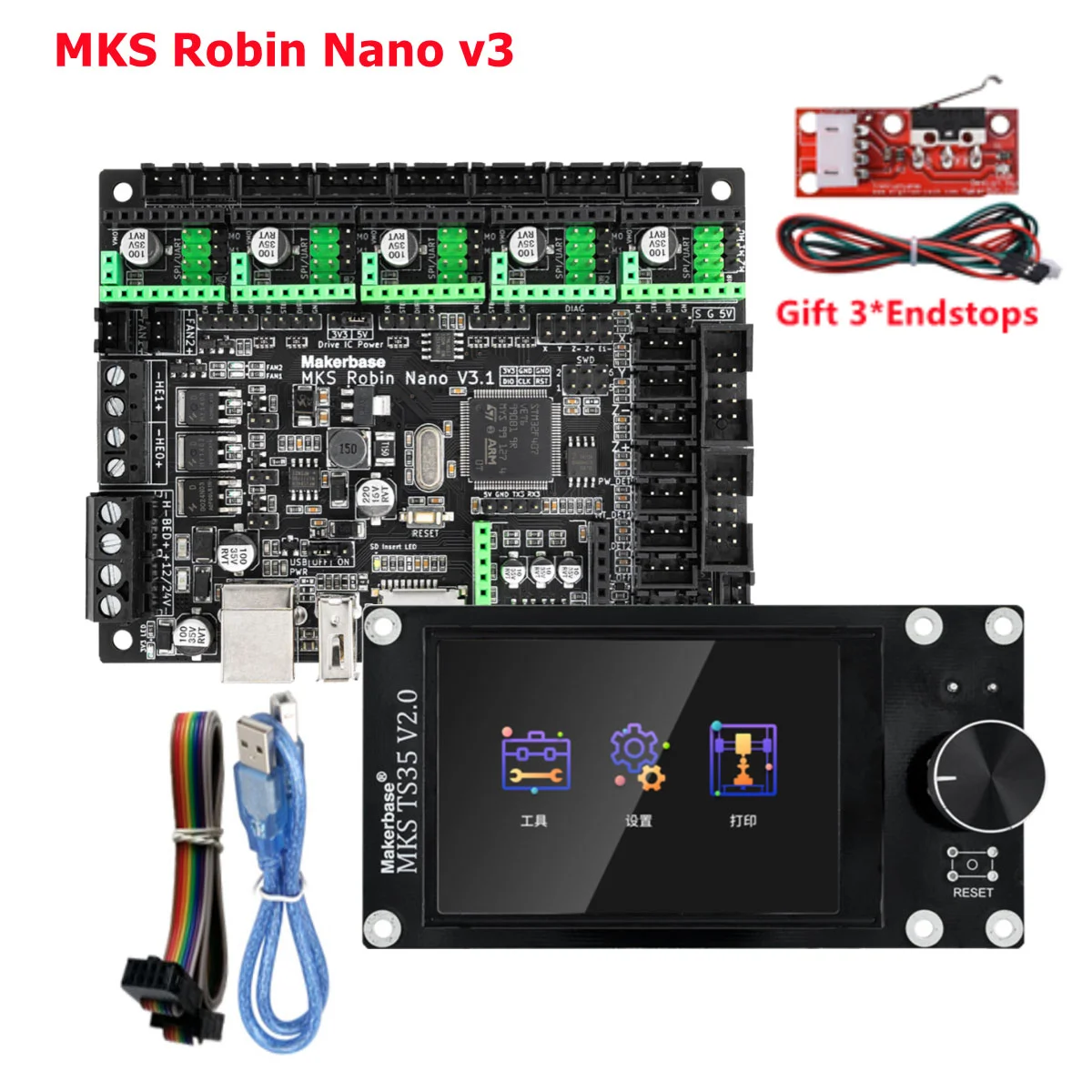 Makerbase placa-mãe mks robin nano v3 placa de controle impressora 3d kit controlador 32 bits ts35 tela toque robin nano v1.2 - Image 4