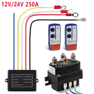 12v 24v 250a contator guincho controle remoto relé solenóide duplo kit remoto sem fio off roaders recuperação acessórios do carro