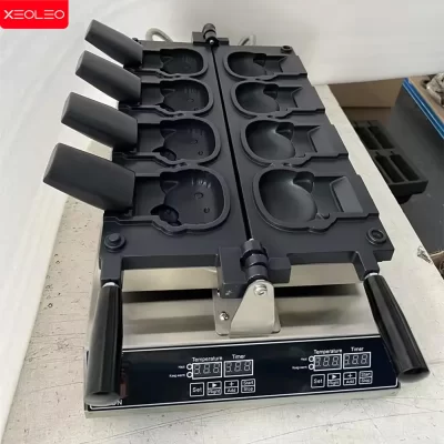 Xeoleo elétrica kitty gato em forma de waffle maker 3000w comercial sorvete boca aberta kitty waffle máquina gato taiyaki