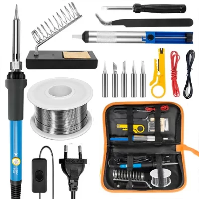 Kit 15 em 1 Conjunto de Ferramentas com Ferro de Solda, Ficha EU, AU UK US, Alta Qualidade, 220V, 60W, 1 Conjunto