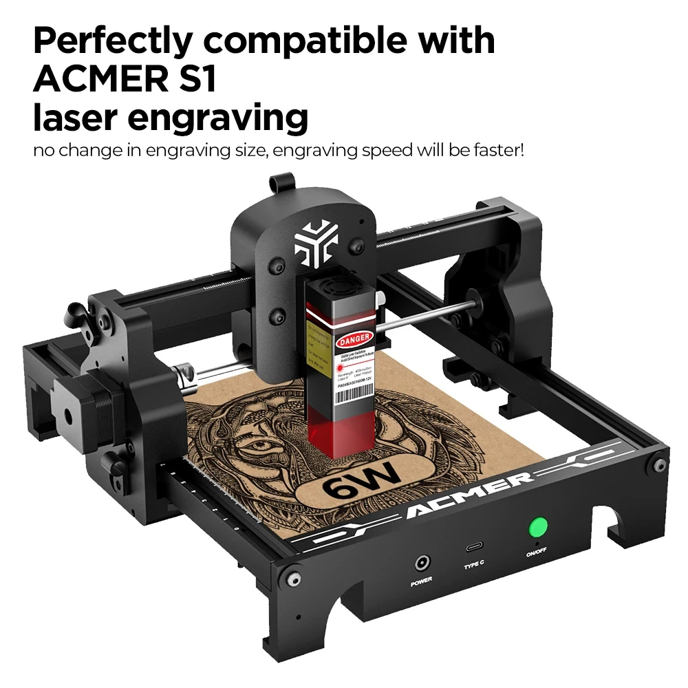 ACMER S1 6W Laser Head Upgrade Module - High Power Laser Engraver Head Ideal for S1 Users Enhance Your Laser Engraving Machine - Image 5