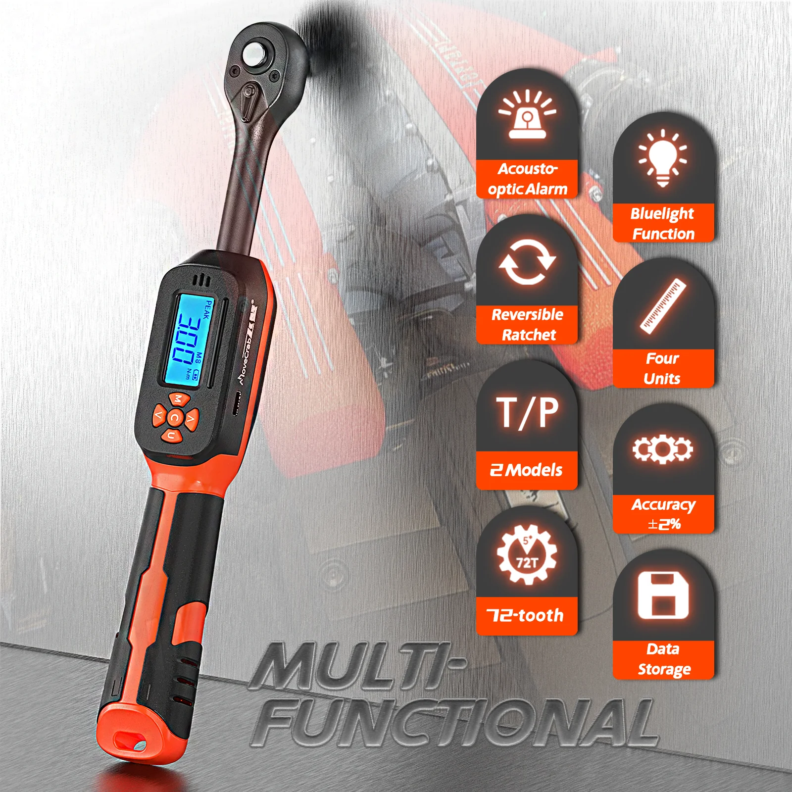 Chave de torque digital 0,6-340N.m ajustável, precisão de 2% com alerta de LED/Buzzer para carro, bicicleta, motocicleta - Image 3