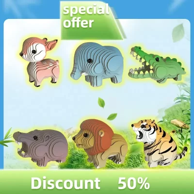 Jogo de quebra-cabeça animal 3d de papel adequado para crianças, cervo, crocodilo, panda, pássaro, cisne brinquedo de quebra-cabeça infantil presente de aniversário diy