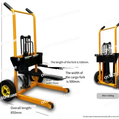 Mini empilhadeira com suporte de carga de 200kg, empilhador manual portátil, caminhão de elevação doméstico leve e pequeno, descarga hidráulica