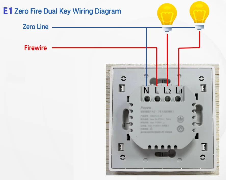 Aqara e1 interruptor de parede com neutro sem neutro casa inteligente zigbee 3.0 interruptor de luz chave sem fio para xiomi mi casa app - Image 5