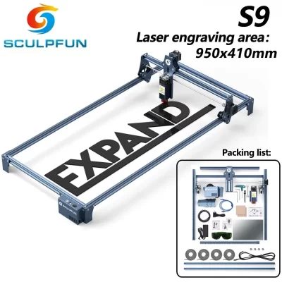 Sculpfun s9 90w efeito máquina de gravação a laser ultra-fino laser acrílico madeira aço inoxidável gravador máquina de corte rolo rotativo