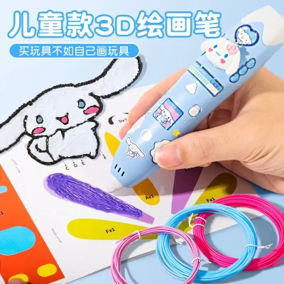 Em estoque sanrio melody kuromi 3d caneta de impressão tridimensional escova de baixa temperatura brinquedo multi-funcional pintura caneta presentes