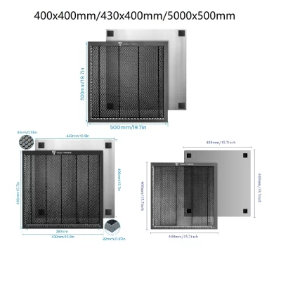 Peças de equipamento a laser, mesa de trabalho em favo de mel, laser para máquina de corte co2/gravador a laser TTS-55 400x4 0/430x400/500x500mm