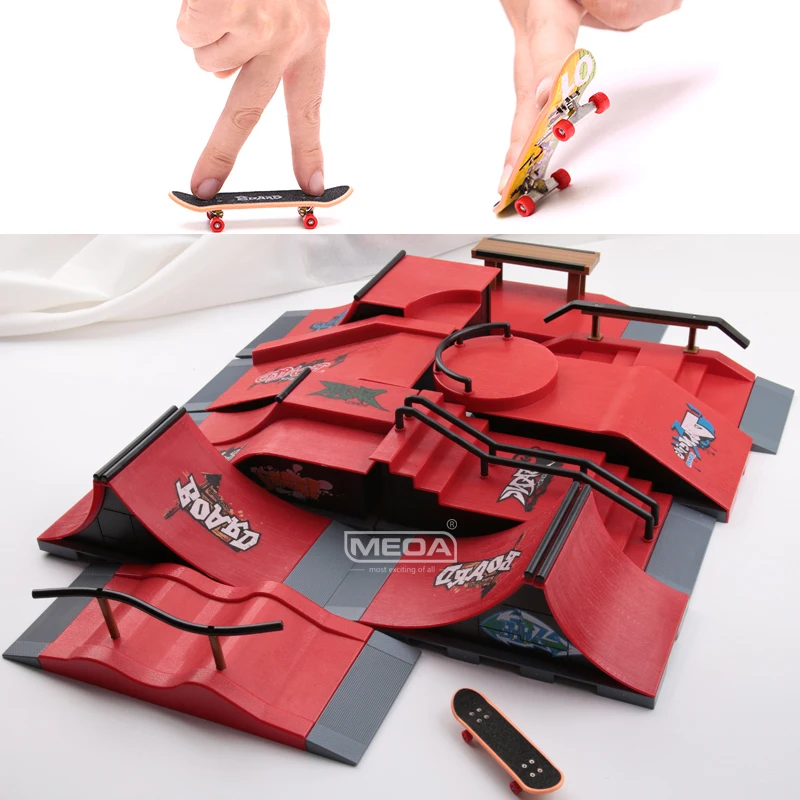 10 em 1 dedo skates diy skate parque rampa peças tecnologia deck cena local combinação conjunto para crianças brinquedos de casa interior