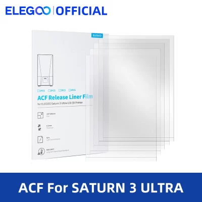 ELEGOO 5 PCS Conjunto de Filmes de Liberação ACF para Impressora 3D SATURN 3 ULTRA MSLA 0.3mm de Espessura Peças de Impressora 3D Filamento